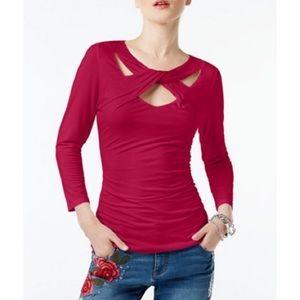 NWT INC XS Bright Red Long Sleeve with Cross